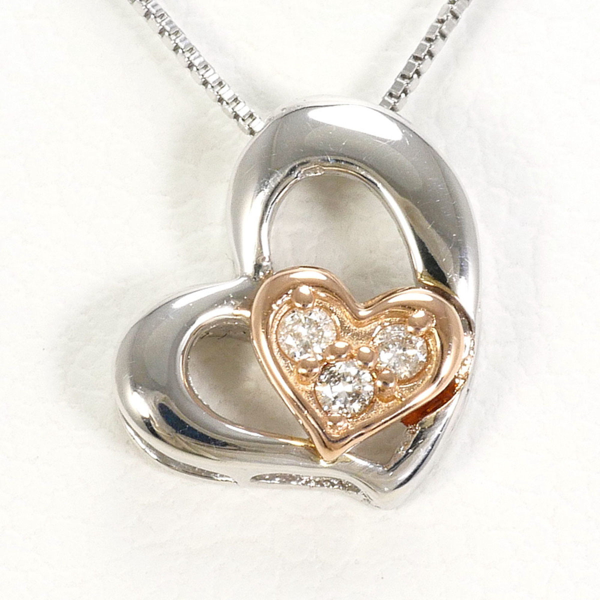 K10 10k Wg White Gold Necklace With 0.03ct Diamond, Total Weight 1.4g, 40cm, ...
